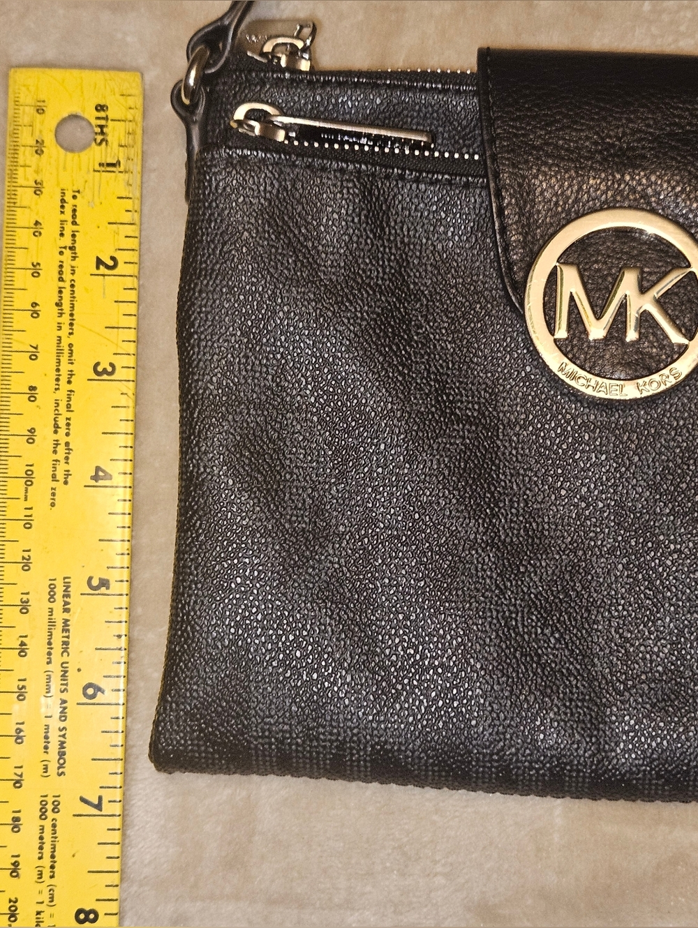 Small Michael Kors Black Leather Crossbody with Silver Logo Accent - Picture 11 of 16